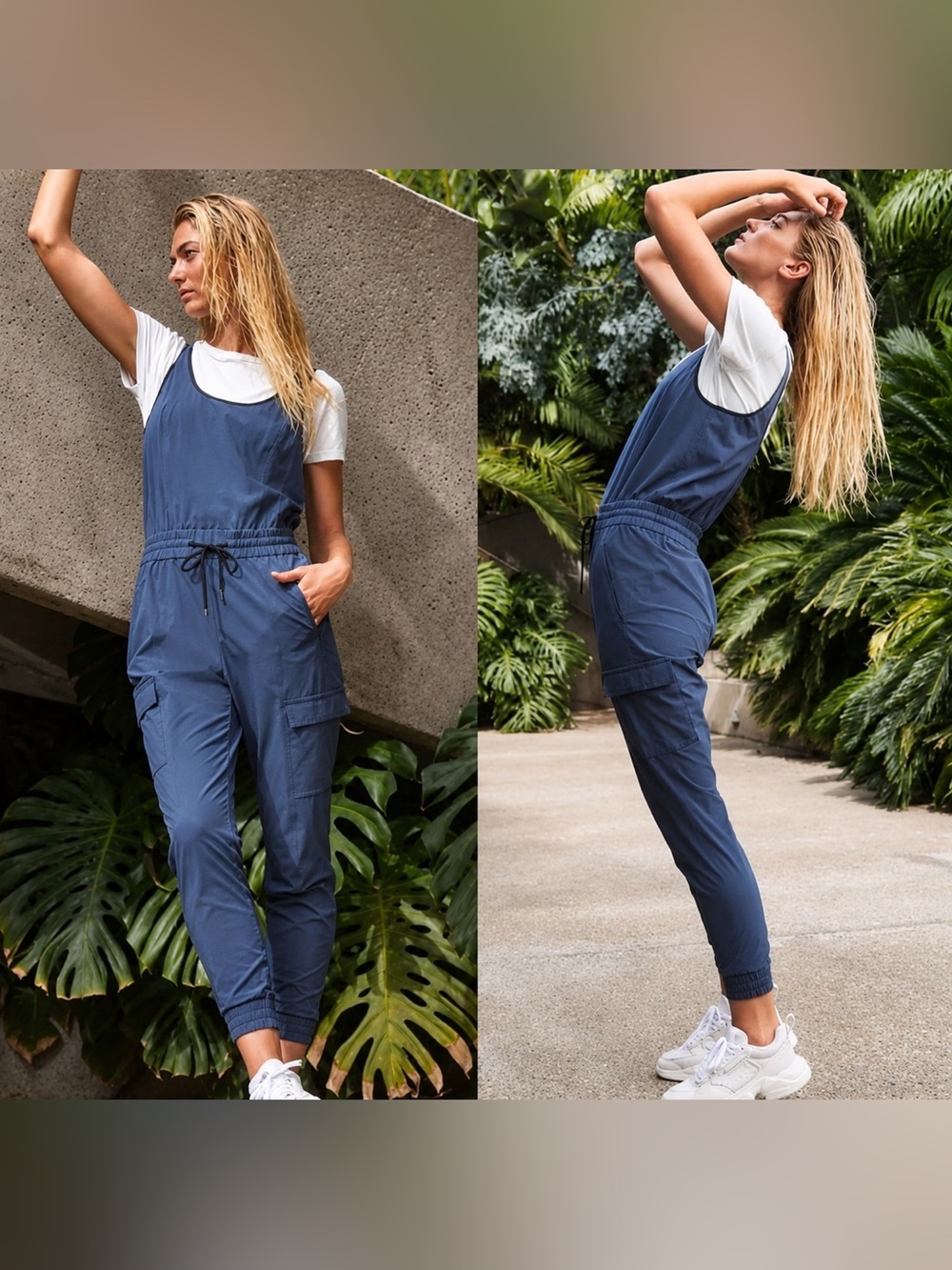 💙 Athleta Unbound Stretch Jogger Cargo Jumpsuit Size Large 💙